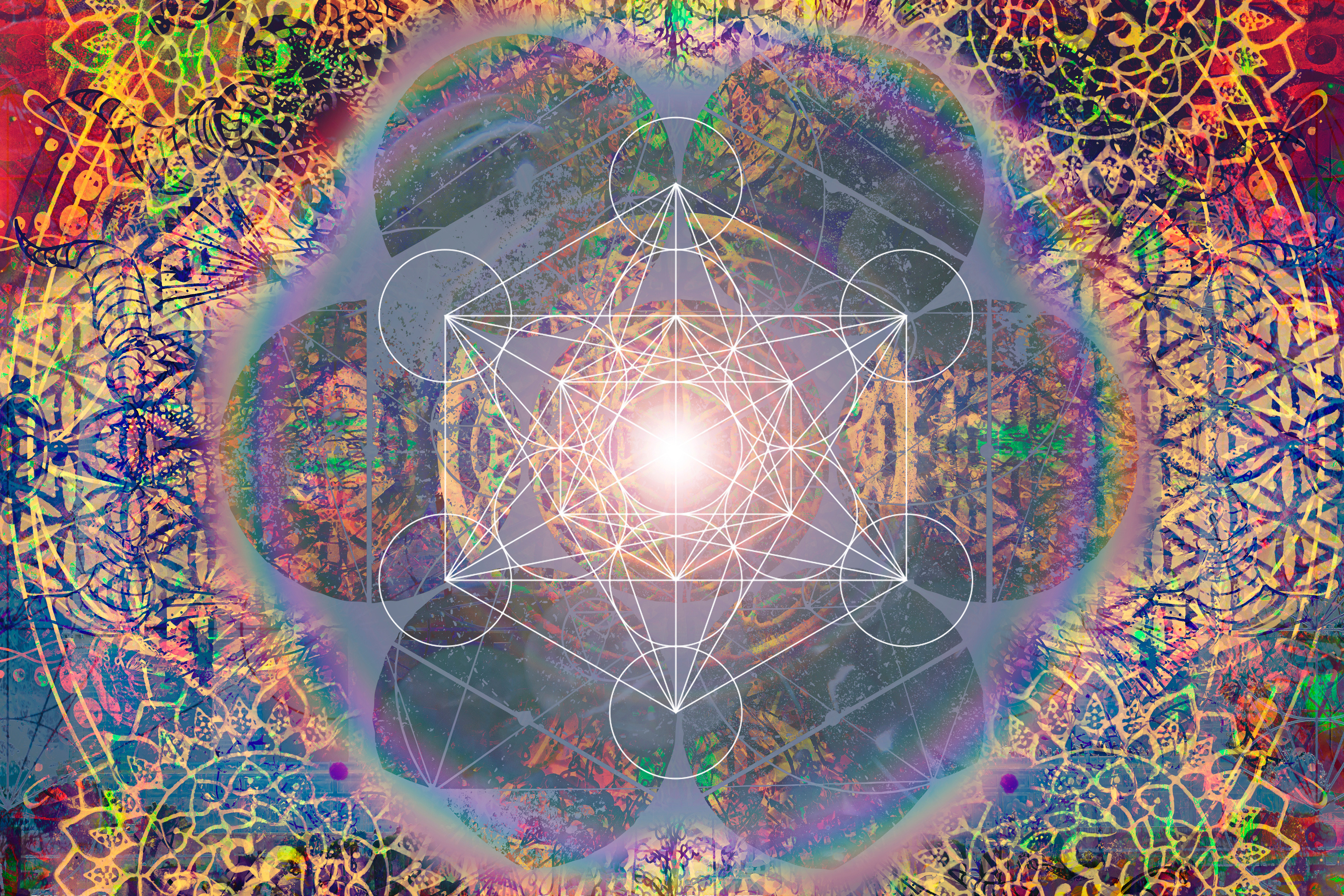 Abstract colorful sacred geometry graphic mandala